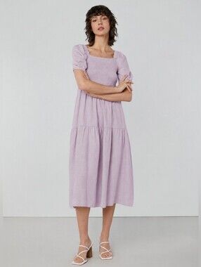 OAK + FORT Smocked Tiered Dress Lavender Small